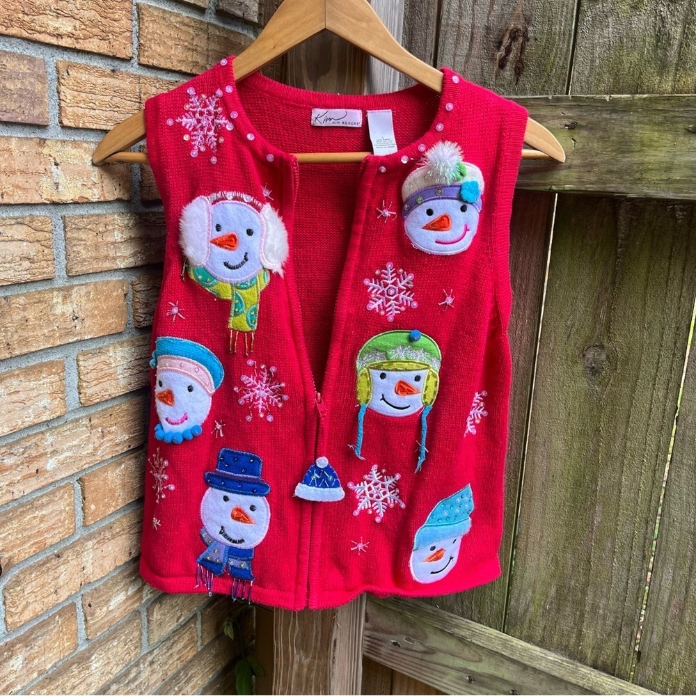 Kim Rogers Festive Red Snowman Sweater Vest